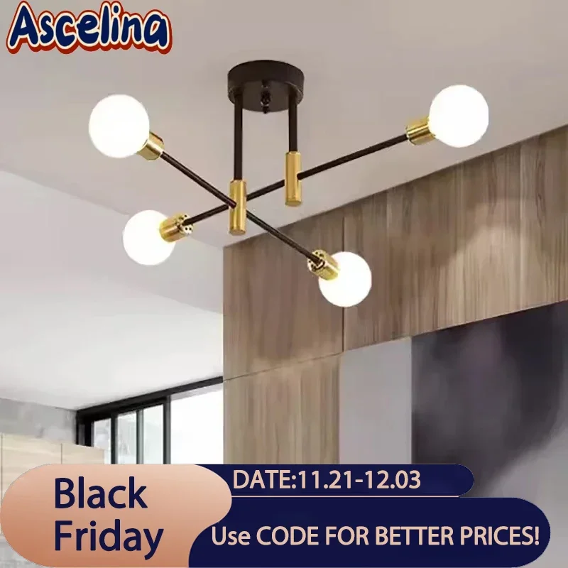 Modern LED Ceiling Chandelier 4/6 Heads Black Gold White Hanging Lamps For Ceiling Living Room Dining Rooms Bedroom Home Fixture