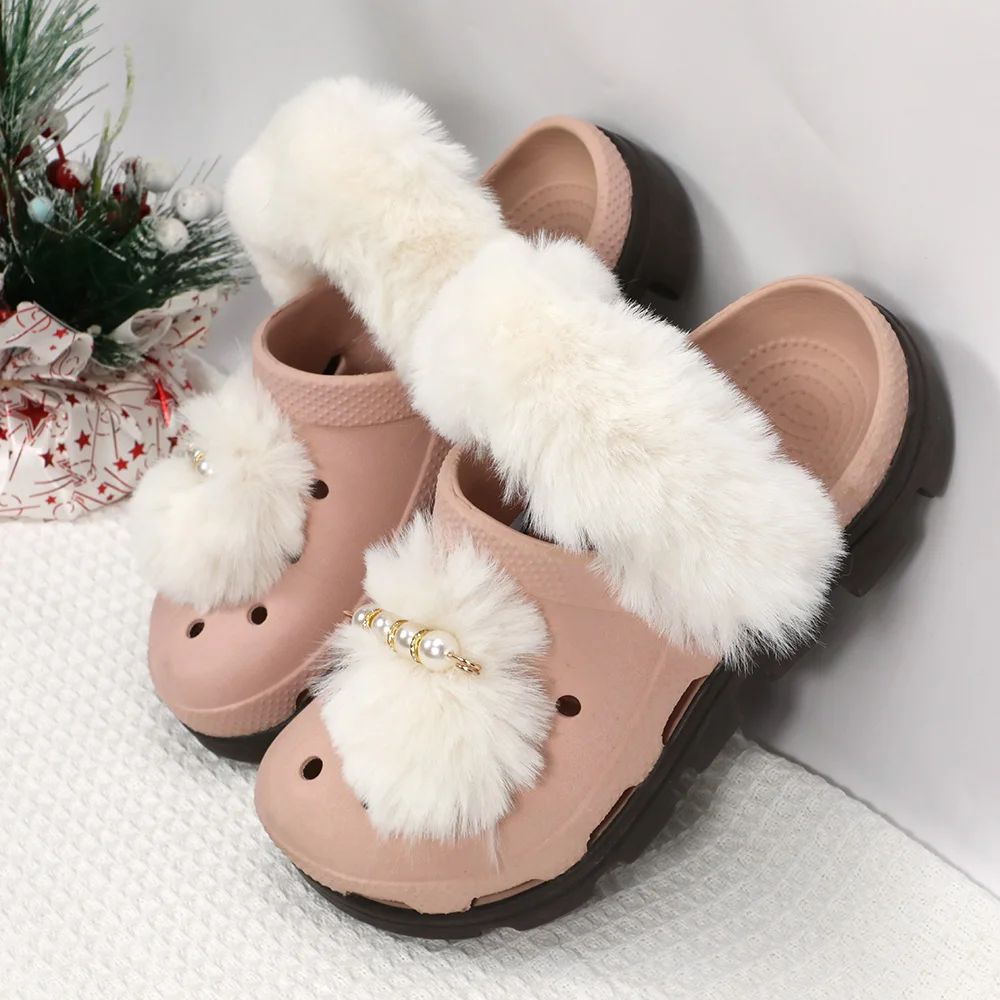 Hot Sale 1 Pair Fur Shoelace Cover Removable Winter Soft Fluff Shoes Charms Back Belt Covers Shoe Accessories Unisex Shoe Buckle