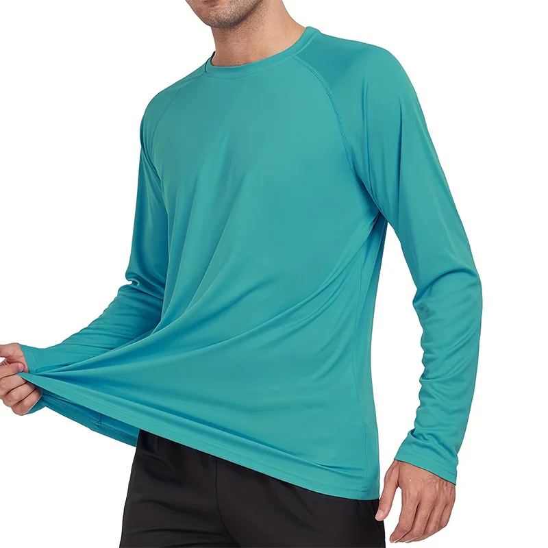 UPF 50+ Long Sleeve T-shirt Men's UV Sun Protection Quick Dry Breathable Sunscreen T-shirt Hiking Fish Performance Tops UV-Proof