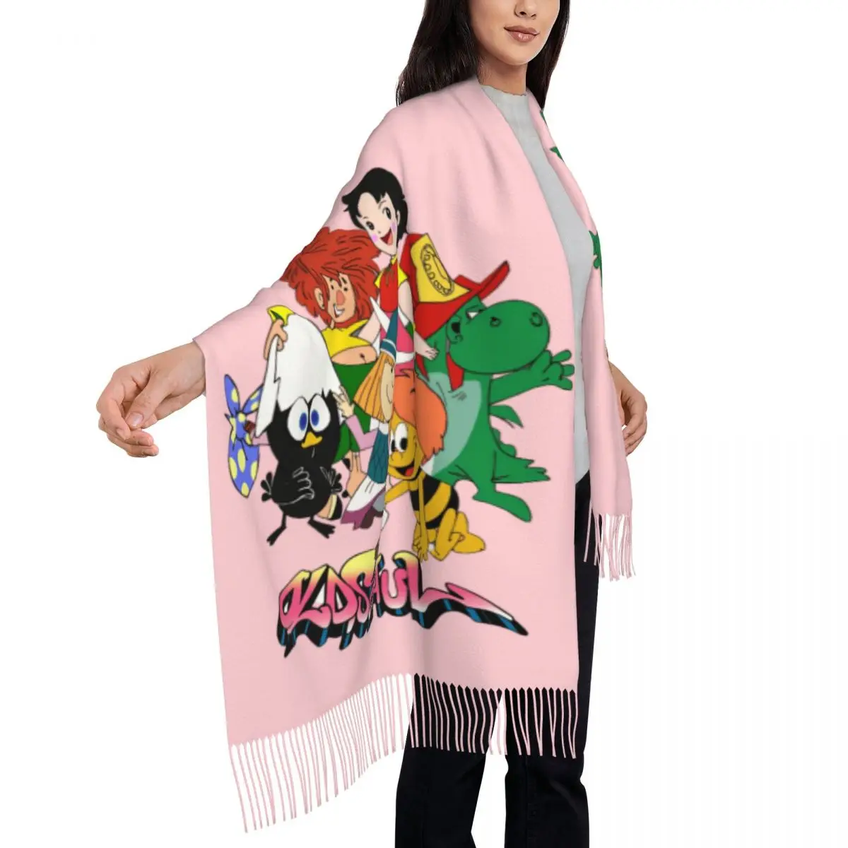 ماجا هايدي ويكي جريسو كاليميرو Pumuckl وشاح التفاف المرأة طويلة شتاء خريف دافئ شرابة شال للجنسين إيطاليا التلفزيون مانغا أنيمي الأوشحة