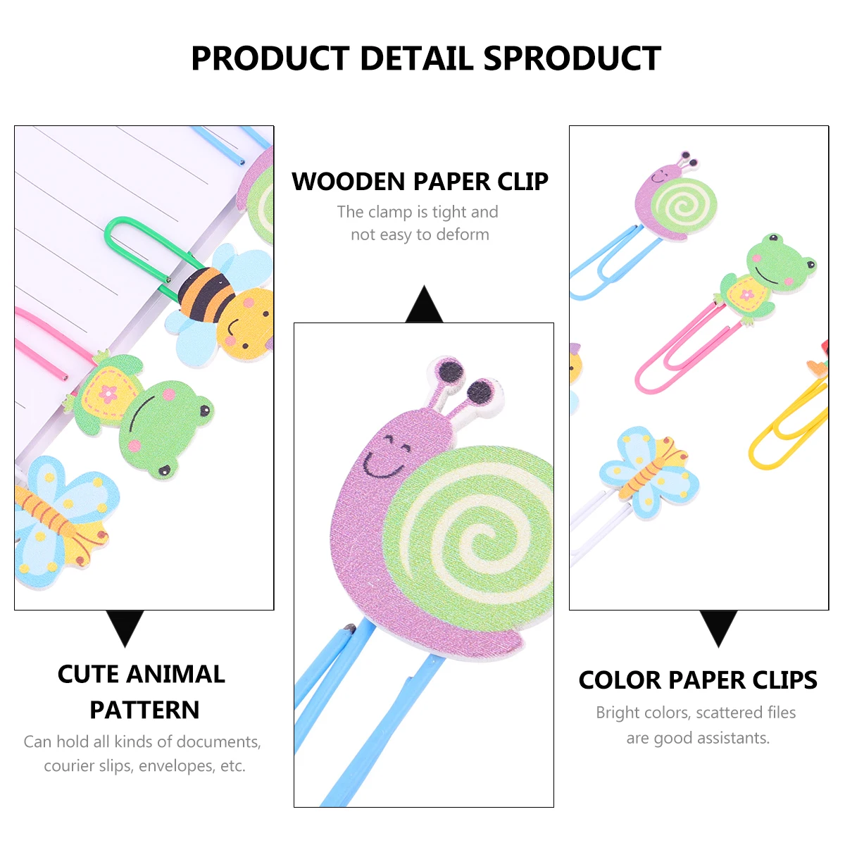 

50 Pcs Animal Shape Clips Transfer Paper Note Decorative Office Supplies Medium Fruit-shaped