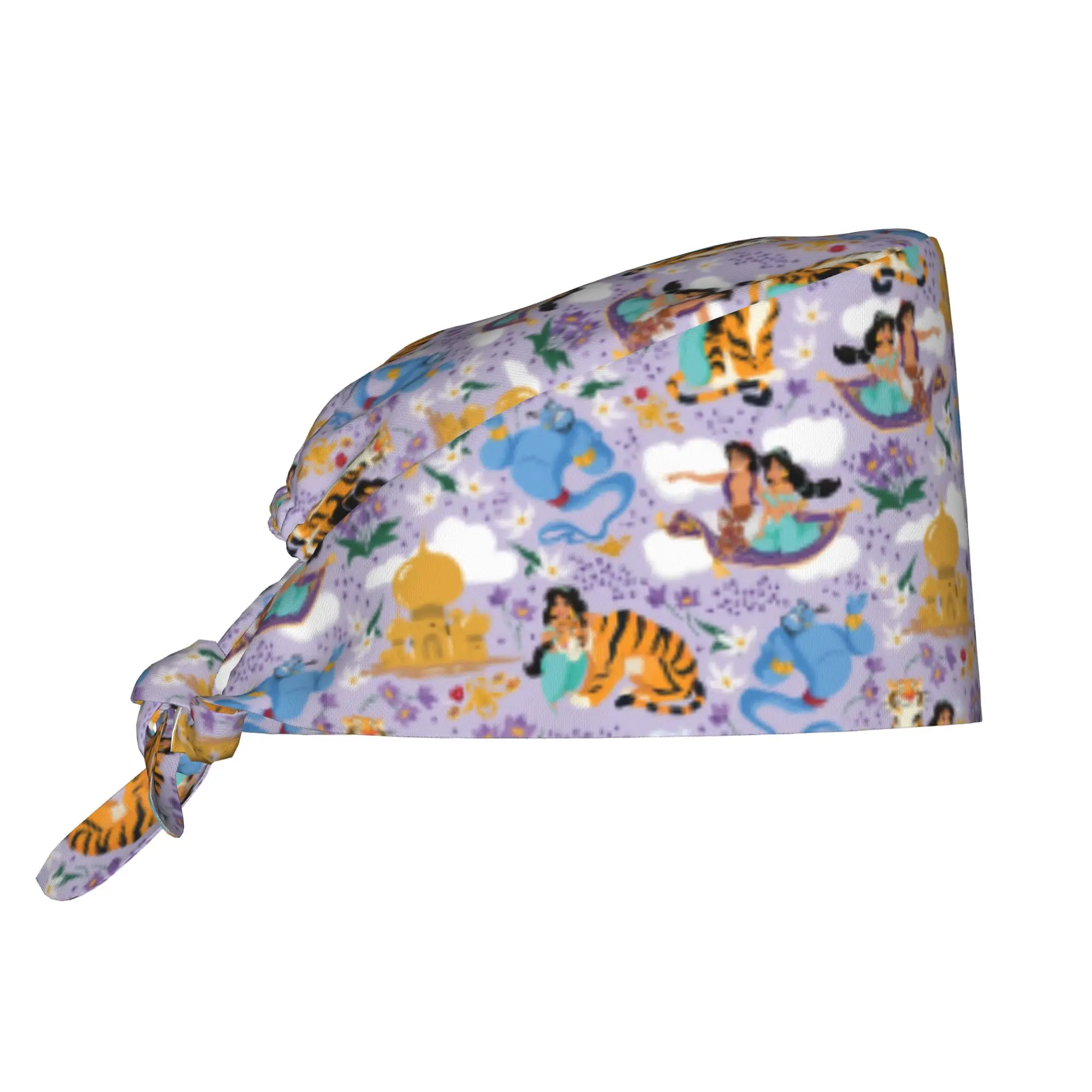 Custom A-Aladdines Anime Scrubs Cap Surgical Hats Men Women  Operating Room Cap Operator Hats Lab Works Hat