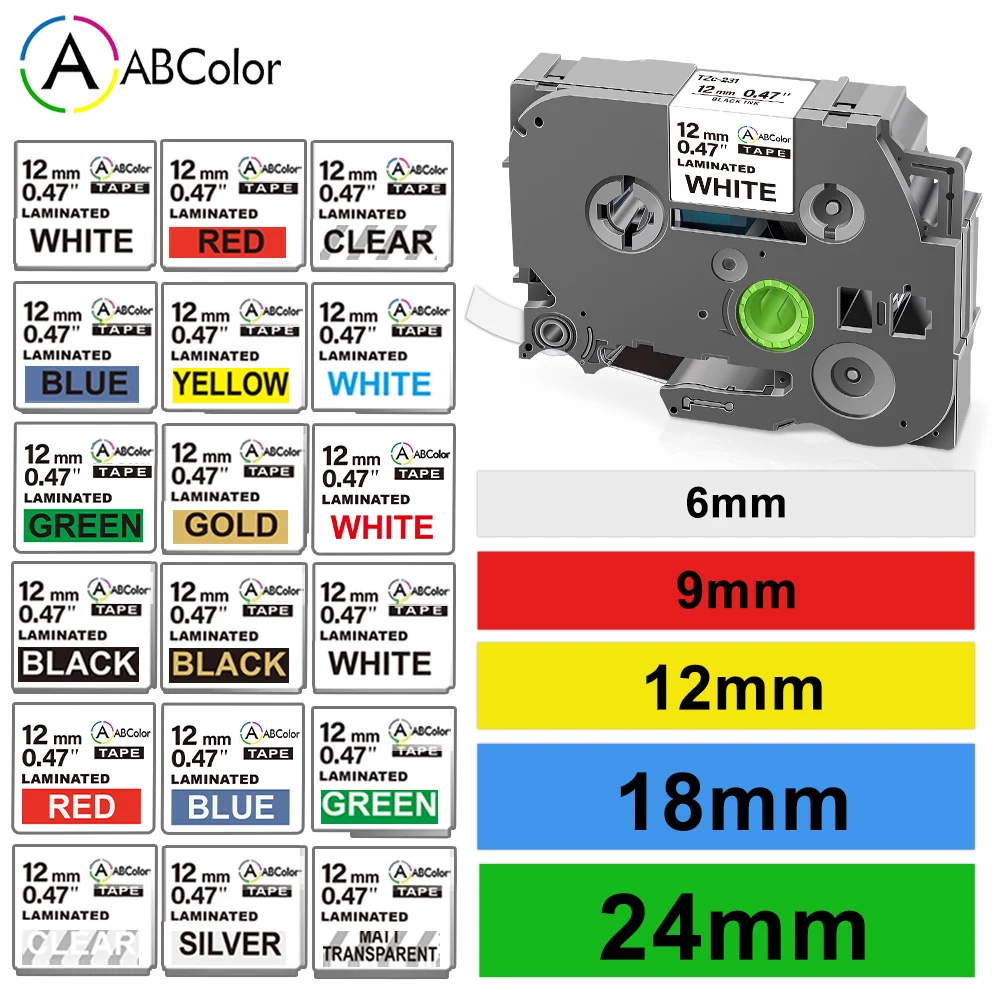 

6 / 9 / 12 / 18 / 24 мм Метки для Brother 231 Тц Белая лента для этикетки 231 221 211 241 251 631 641 для производителей этикеток Brother P - Touch