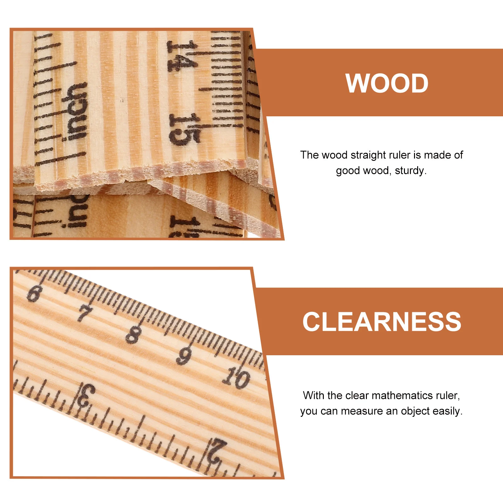 

30pcs 15Cm Wooden Ruler Straight Measuring Tool For Students Artists Architects School Office Use Training Aid Handicraft Sewing