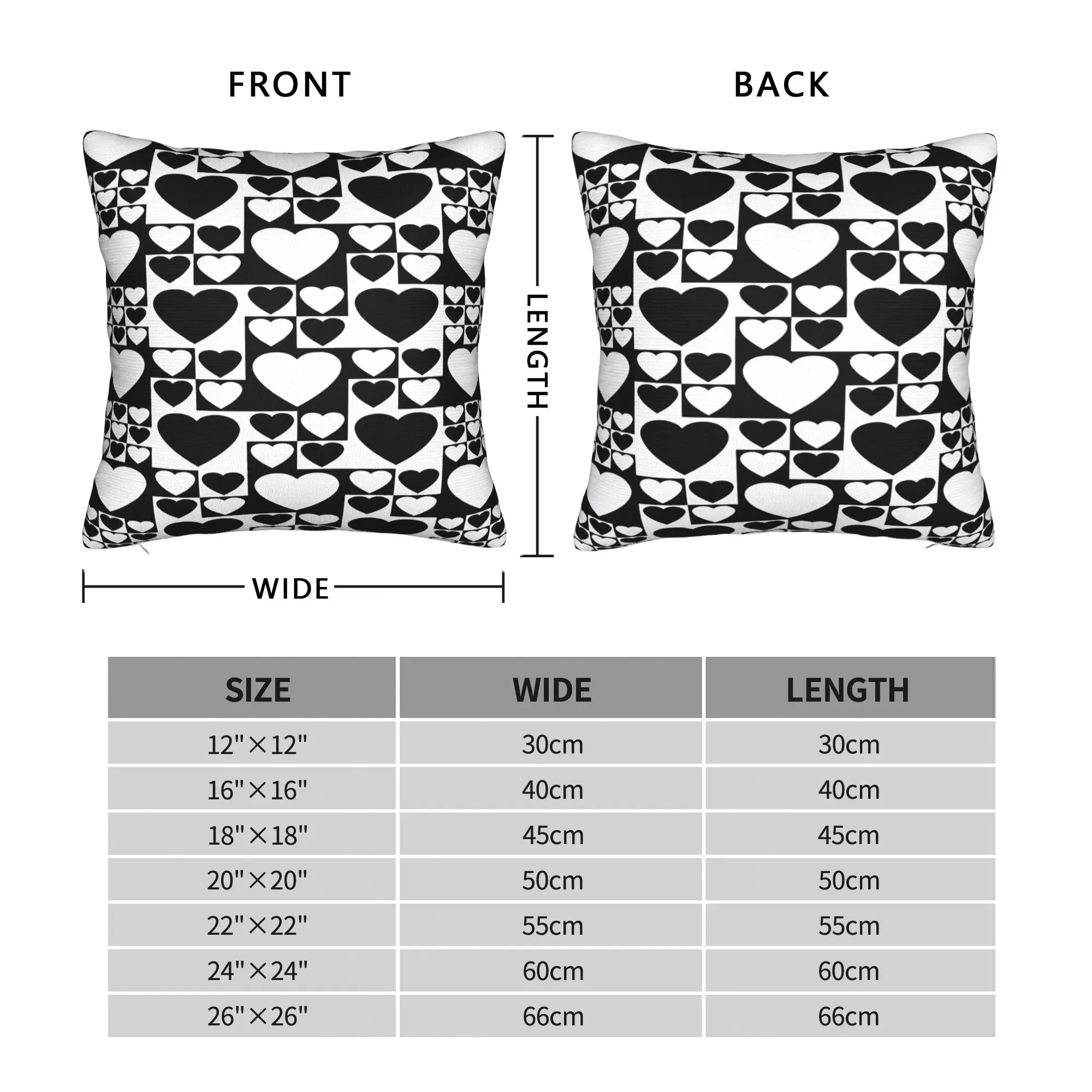 Pillow Cover Black White Heart Mosaic  Vintage Pillow Case For Sofa Home Decoration Pillowcases