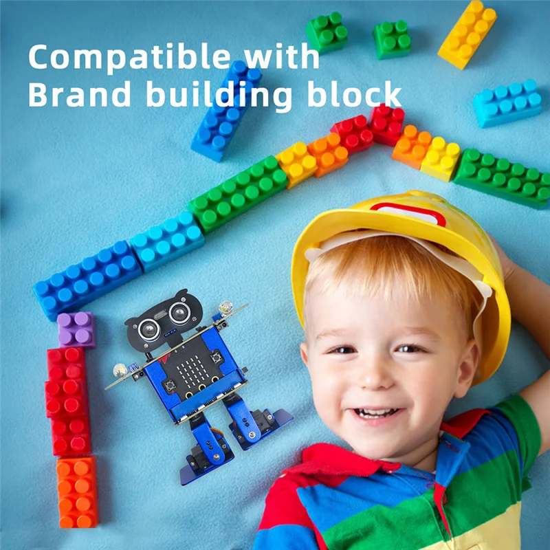 A005-Happybot Programmable Robot Mixly Programming Car +XR Scratch Biped Walking Dance Music Micro:Bit Motherboard APP