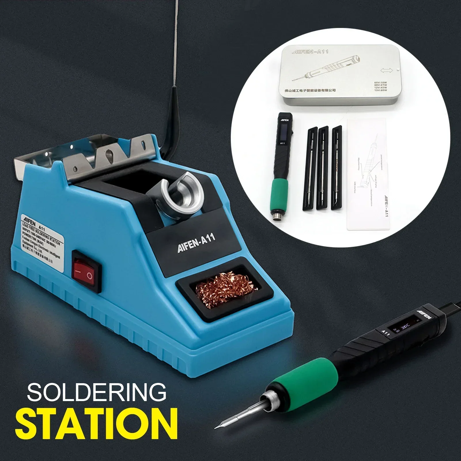 A11 USB Soldering Station Compatible Original Soldering Iron Tip 210 Handle Control Temperature Welding Rework Station