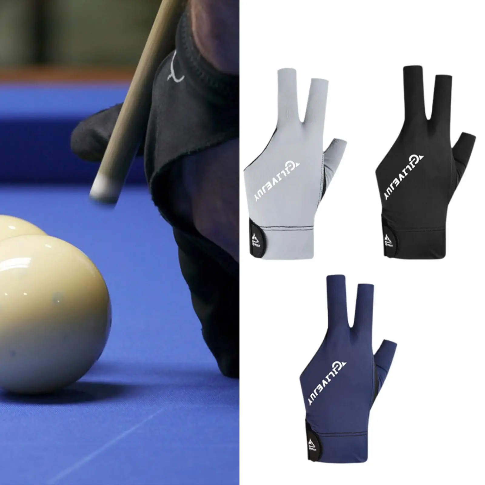 Pool Gloves Breathable AntiSlip Mitts 3 Fingers Pool Gloves Snooker Sport Gloves