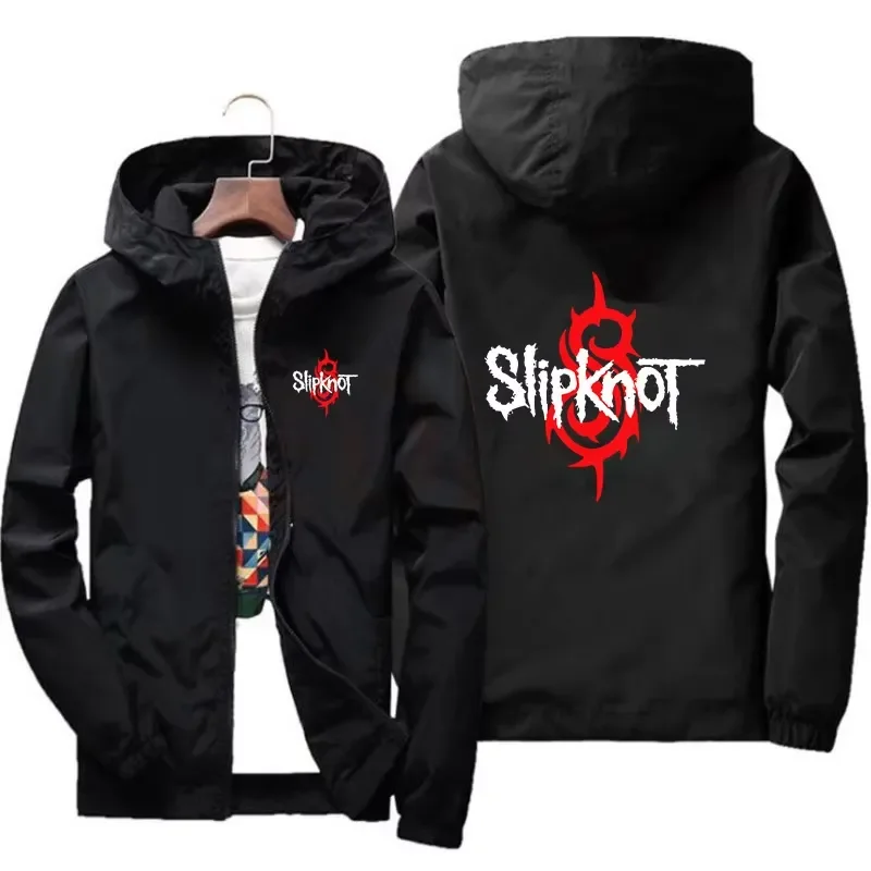 2026 Herren Kapuzen-Freizeitpullover mit Slipknot-Print und durchgehendem Reißverschluss, winddichtes Design für sportliche Alltagskleidung