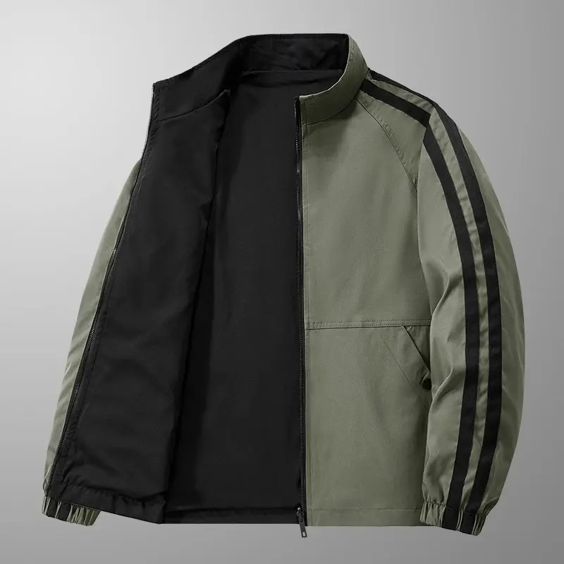 

Двусторонняя мужская куртка 2026 года, весенняя коллекция, приталенный крой, из шерстяного материала, с длинными рукавами, без воротника, тонкая верхняя одежда