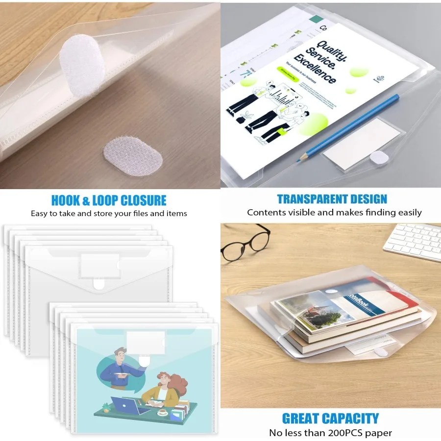 

Sooez 10-упаковка пластиковых конвертов, папки с файлами, прозрачная папка для документов, полиэтиленовые конверты формата A4 с карманами для этикеток для