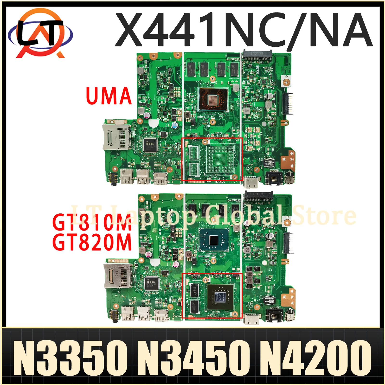 

X441NC X441NA MAINboard For ASUS Vivobook F441NA A441NA X441N K441NA Laptop Motherboard N3350 N3450 N4200 2G/4G RAM UMA/GT810