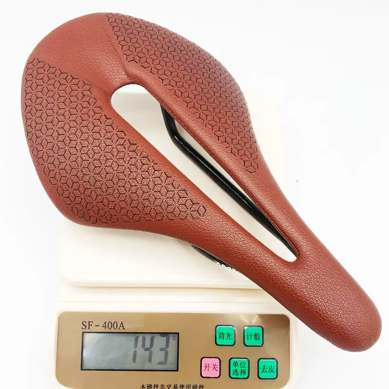 TS002 Full Carbon Fiber Brown Black Road Mountain Bike Hollow Soft Bicycle Saddle