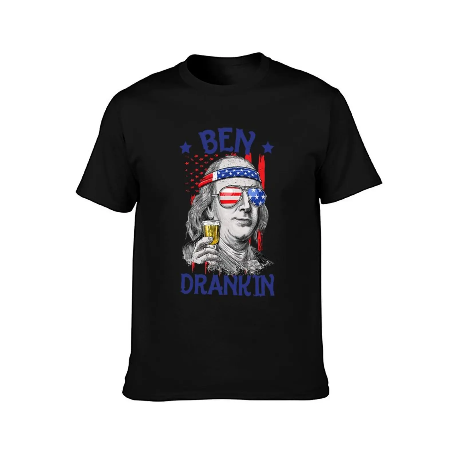 Ben Drankin USA Flag 4th Of July Patriot T-Shirt, Summer Casual Cotton Tee, Oversized Streetwear Tops, Vintage Graphic Print