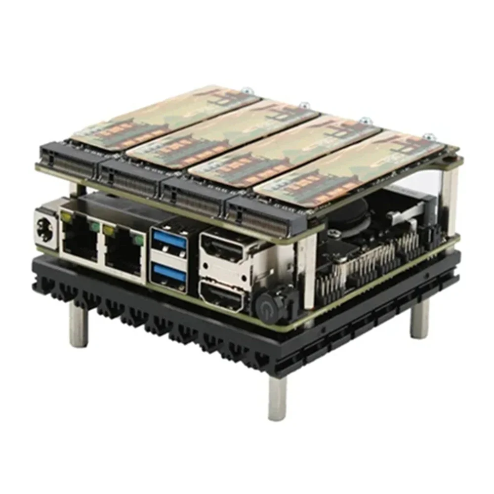 X86-P5 Scheda madre NAS fai da te Mini PC Intel i3-N305/N100, 4x M.2 NVMe, 2x i226-V 2.5G LAN, 2x SATA, scheda kit di sviluppo firewall