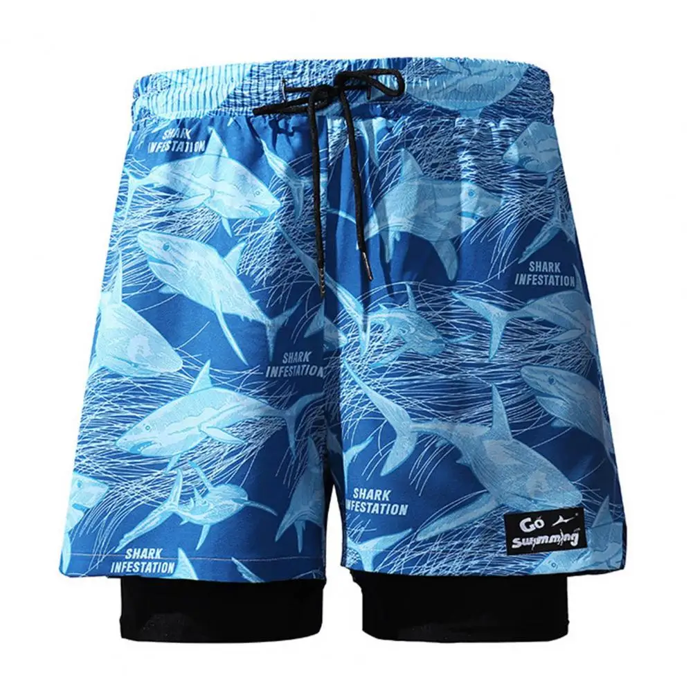 Swimming Pants Quick Dry Floral Printed Men's Swimming Shorts for Water Sports Elastic Waist Anti-exposure Plus Size Bathing