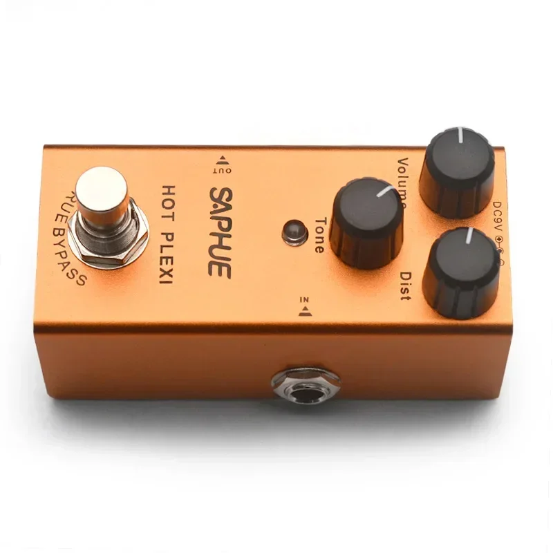 SAPHUE Electric Guitar HOT PLEXI Volume/Dist/Tone Knob Classic Rock Lead Tone Effect Pedal Mini Single Type DC 9V True Bypass