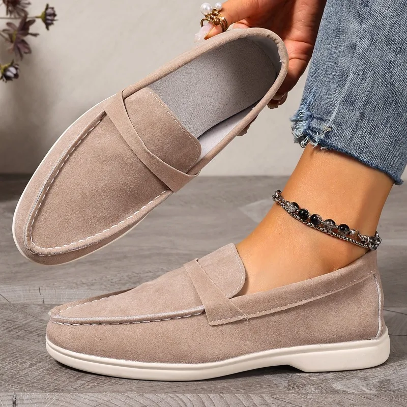 Mocasines de Gamuza para Mujer, Zapatos Planos Casuales, Cómodos para Caminar, Suela Suave, Zapatos Planos de Moda, Zapatos Mujer