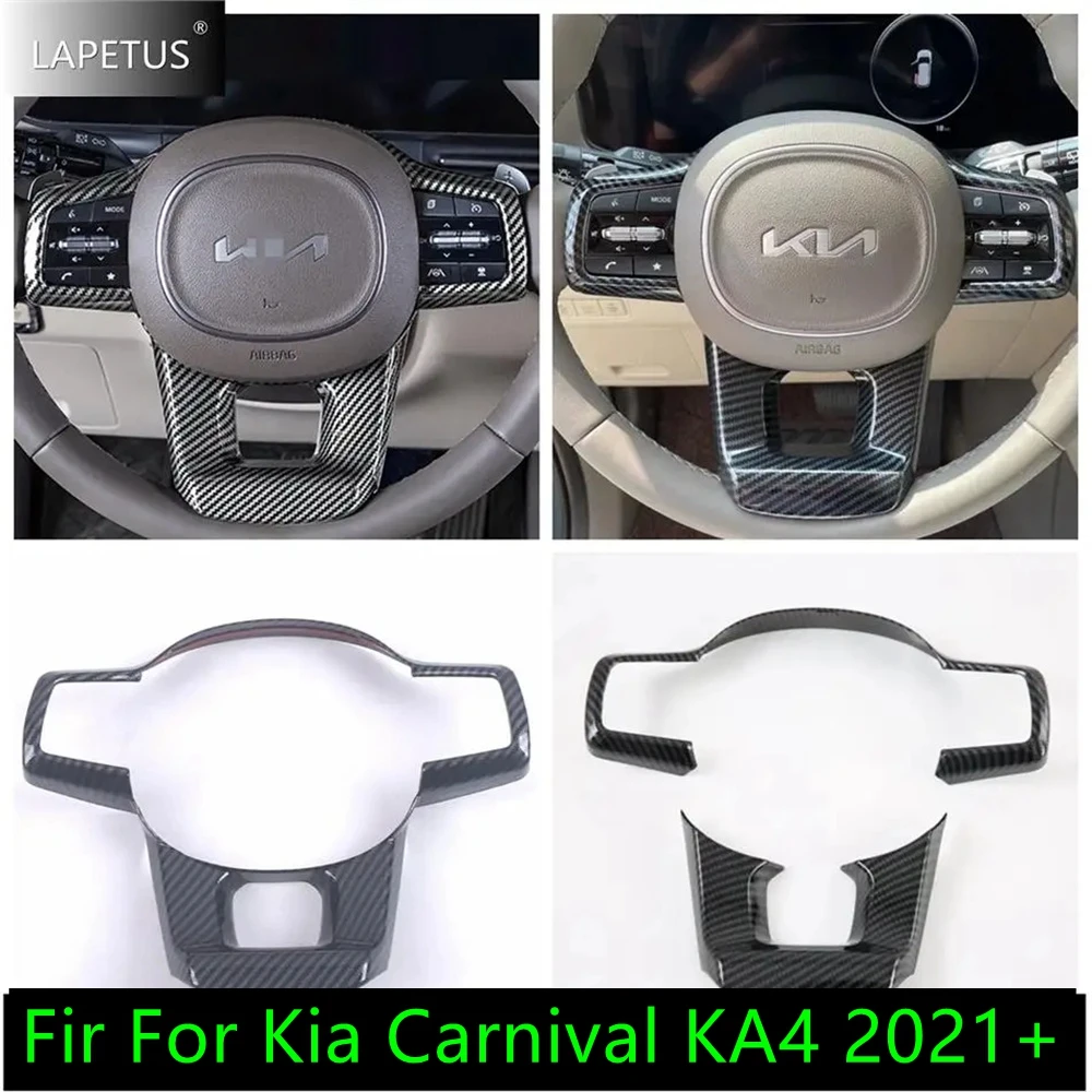 

Carbon Fiber / Matte Car Steering Wheel Button Frame Decor Cover Trim Interior ABS Accessories For Kia Carnival KA4 2021 - 2024