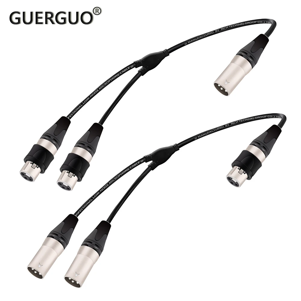 

1PC 0.3M 0.5M XLR Splitter Cable, Waterproof 3Pin XLR Female to Dual Male,Male to Dual Female Plugs Y-Splitter Microphone Cable