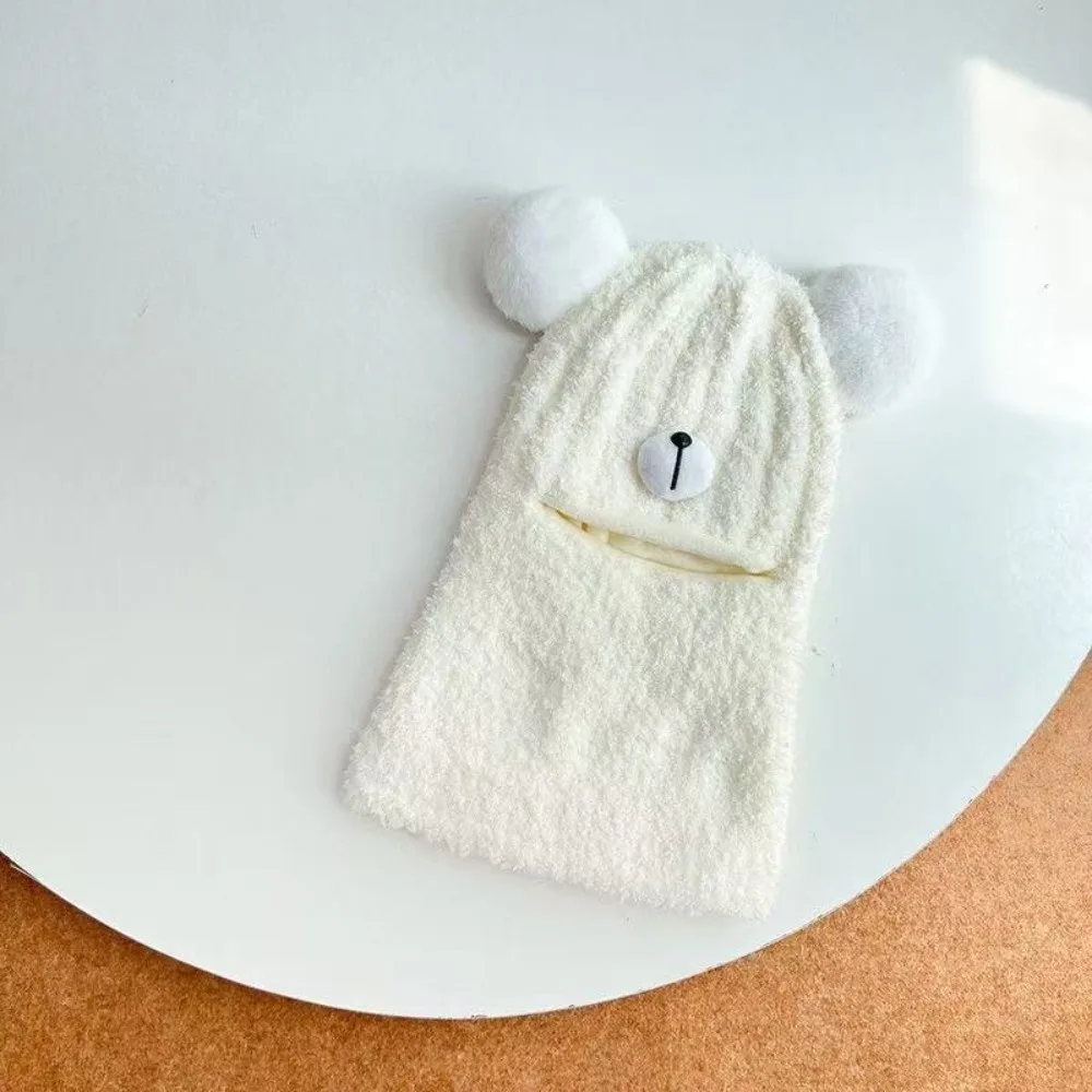 

New Warm Scarf Mask Integrated Hat Coldproof Cute Bear Pullover Cap Knitted Windproof Ear Protection Hat Infants