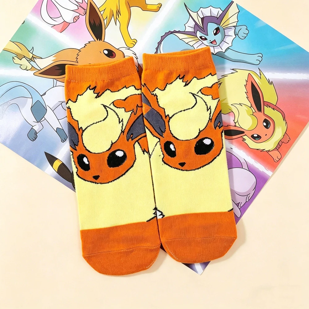 3 Paar neue japanische Cartoon-Pokémon-Baumwollsocken mit bedrucktem Muster für Damen, gestrickte Socken für den Sommer, lässige Vier-Jahreszeiten-Knöchelsocken – Detail 6