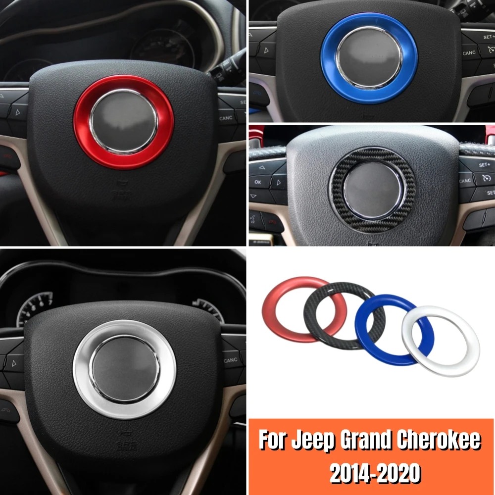 

For Jeep Grand Cherokee 2014-2019 2020 Car middle Steering wheel Button Decorative circle Cover Trim ABS Plastic Car Accessories