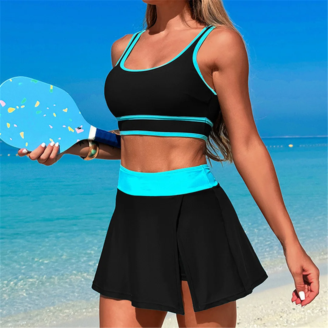 S - XL, 10 Farben, zweiteiliger Badeanzug für Damen, hoch geschnittener Bikini, zweiteiliges Bikini-Set, Damen-Badebekleidung, Badeanzug, Schwimmanzug V6998 – Detail 8