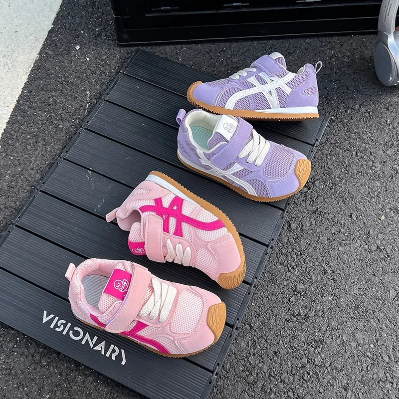

Spring Autumn Girls Korean Version Soft Sole Casual Shoes Children Fashion Shoes Boys Breathable Mesh Stripes Versatile Sneakers