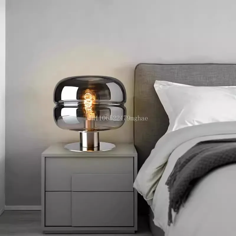 Model Home & Living Room Table Lamp: Modern Artistic Glass Bedside Light for Elegant Decorative Lighting & Luxury Ambiance