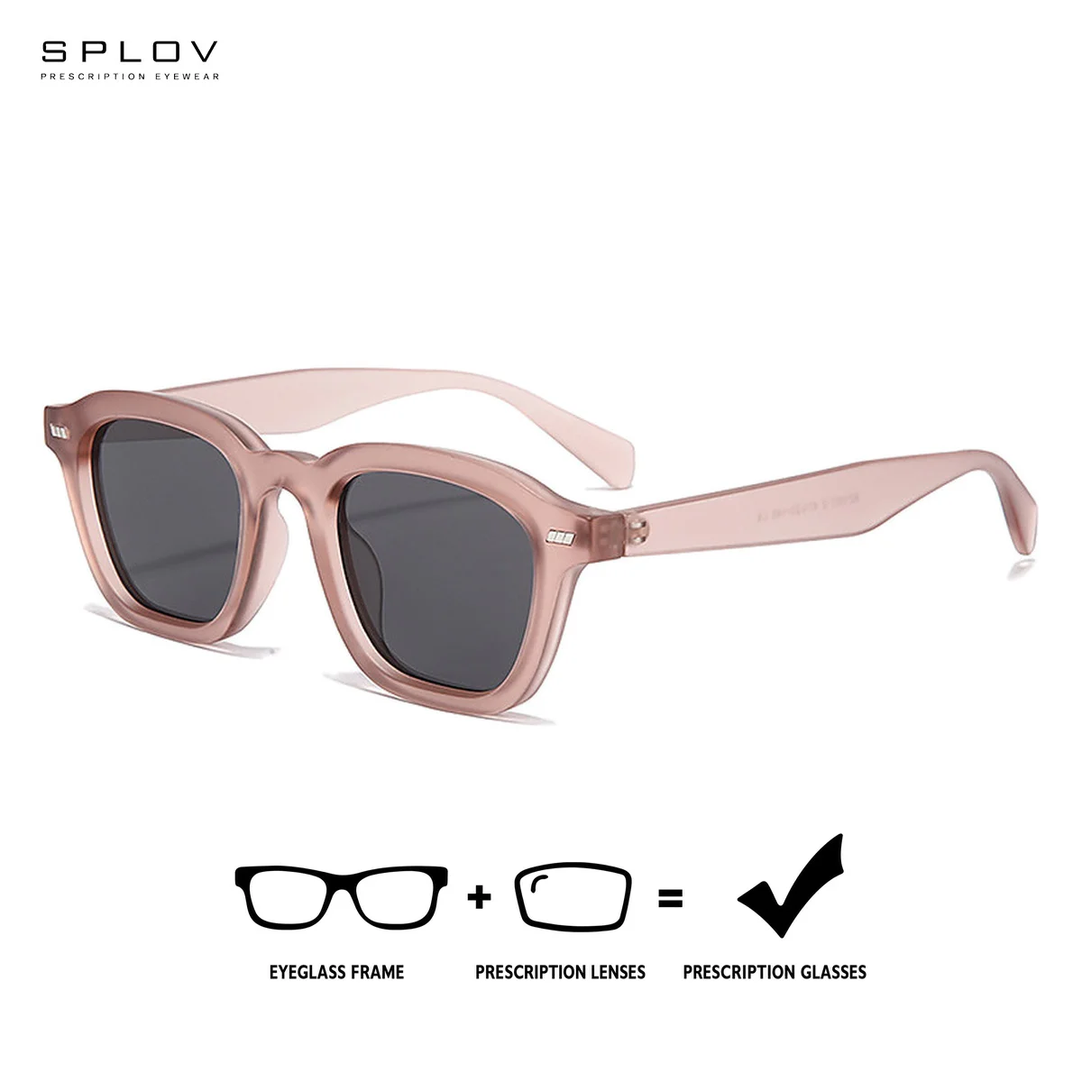 SPLOV Retro Square Progressive Prescription Sunglasses for Men and Women UV400 Anti Blue Light Photochromic Polarized Sunglasses
