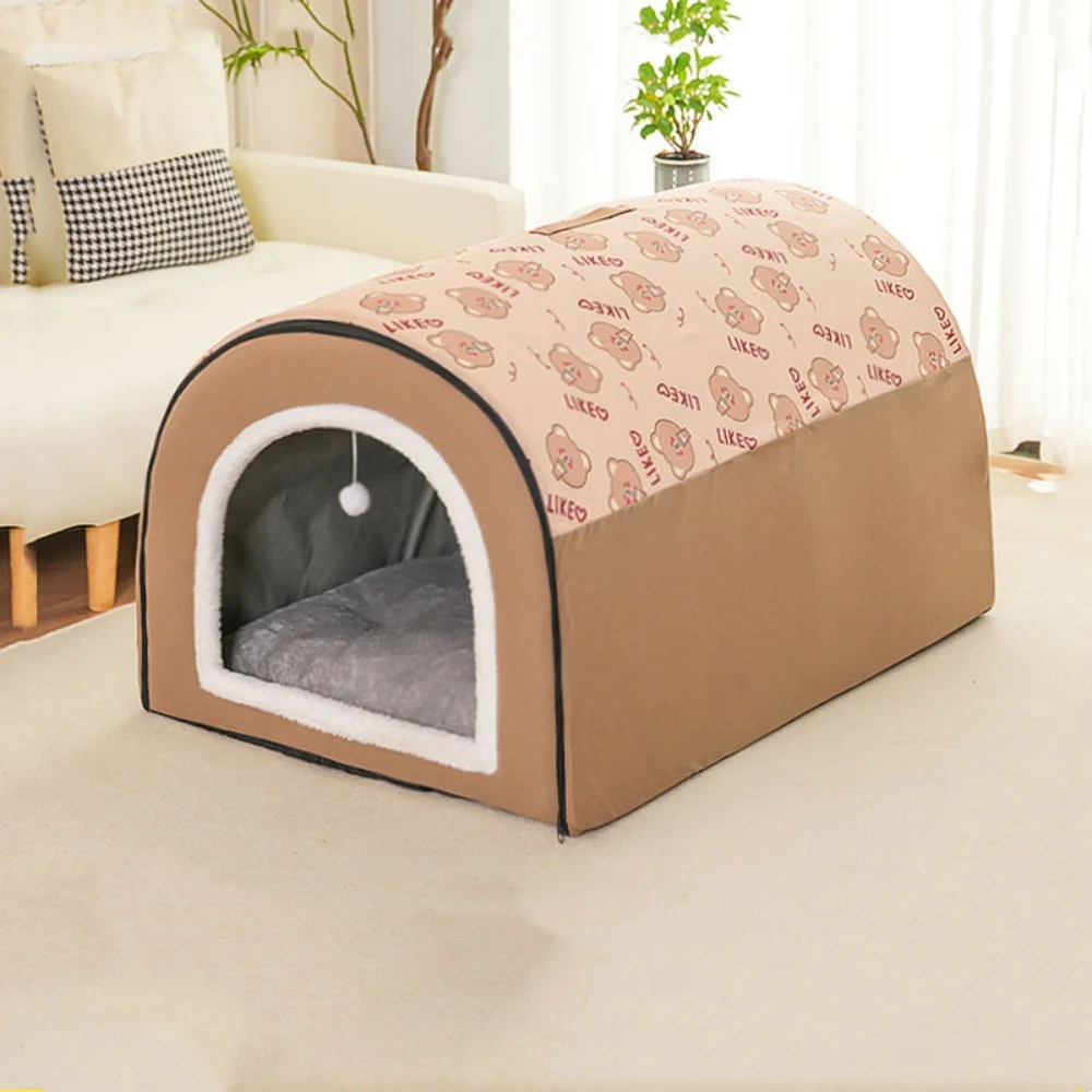 All Season Washable Detachable Pet House Cartoon Warm Dog Bed Cat Cave Hut Anti Slip Bottom Portable Puppy Sleeping Tent - view 5
