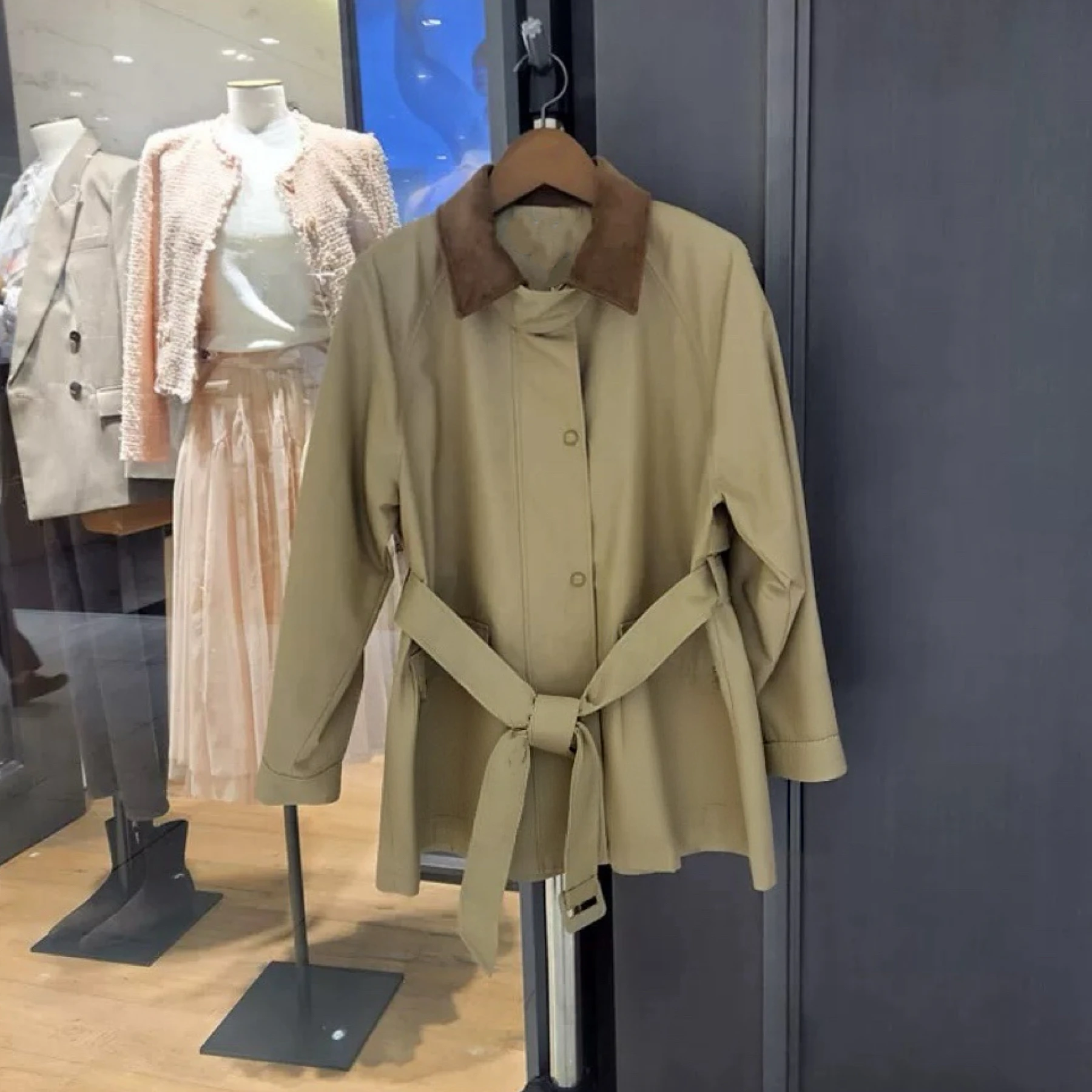 

Casual Lemon Cheese MIC25 Autumn Long Coat Industrial Sle Leisure Collar with Belt Slimming Medium-Length Windbreaker