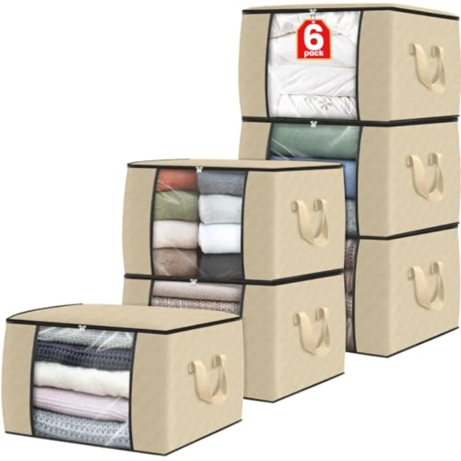 

Clothes Storage Foldable Thick Fabric Blanket Storage Bags Containers for Organizing Bedroom Closet Clothing Comforter Organiza
