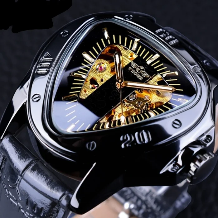 Hot selling 2024 new men's fashionable casual hollow triangular large dial automatic mechanical watch