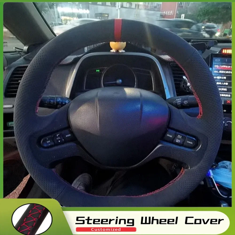 

Customized DIY Car Steering Wheel Braid Cover Suede Leather Car Interior Accessories For Honda Civic 2006
