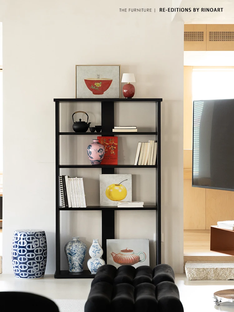 Oriental study room open bookshelf, large-capacity display cabinet, living room museum