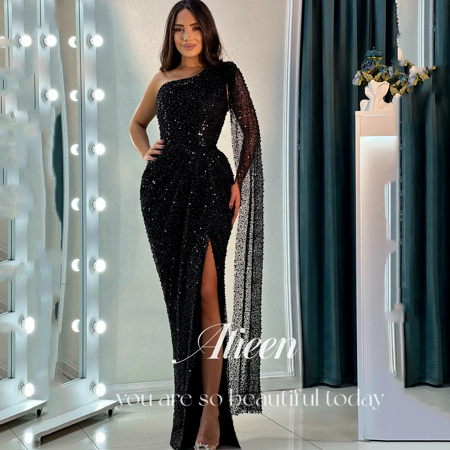 Aileen Zeemeerminjurken Gala فسات Mohamed Aireة Luxe damesavondjurken voor speciale gelegenheden Vestidos De Fiesta Zwarte jurk
