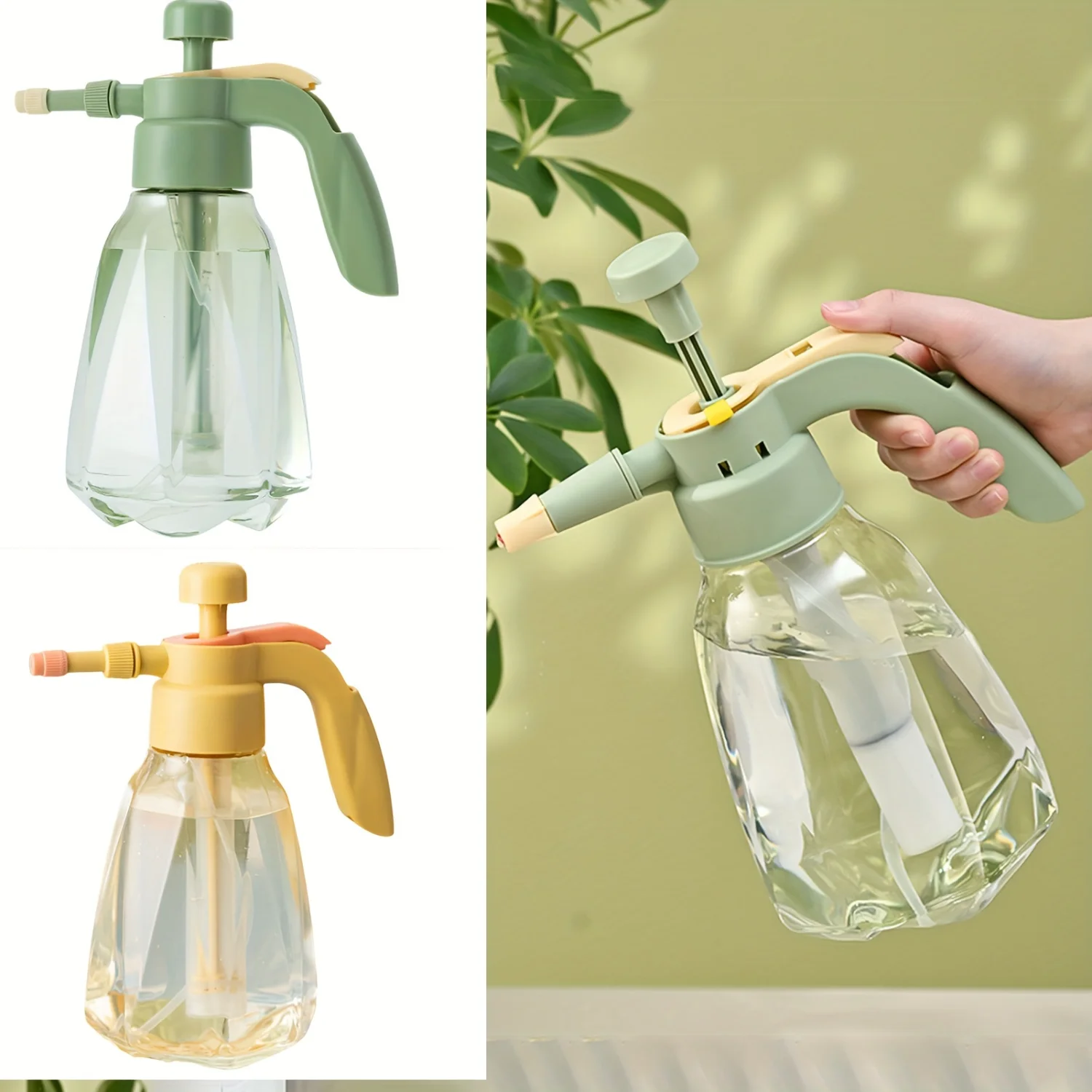 1.5L Indoor Large Pressure Watering Can - Clear Water Bottle for Plants