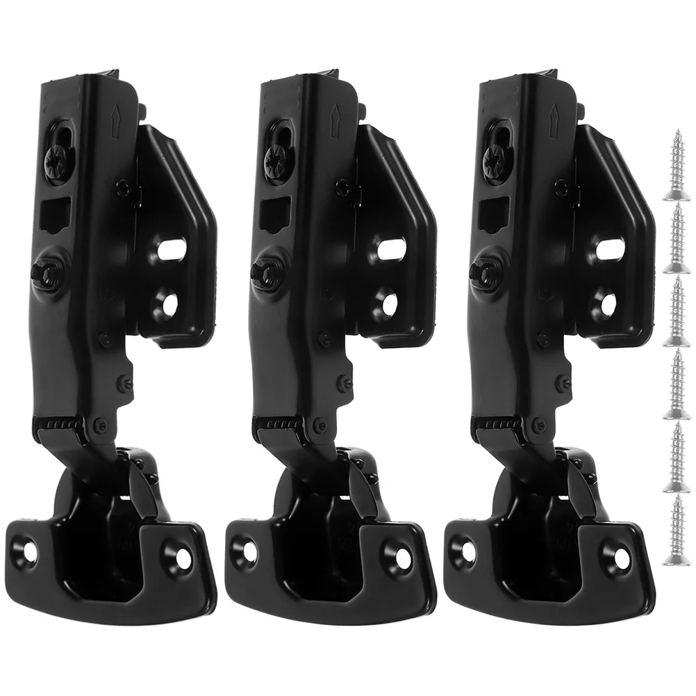 

3pcs Black Kitchen Cupboard Doors Replacement Self Closing Damping Hinge Damping Full Overlay Self Closing Door Hinge Hardware