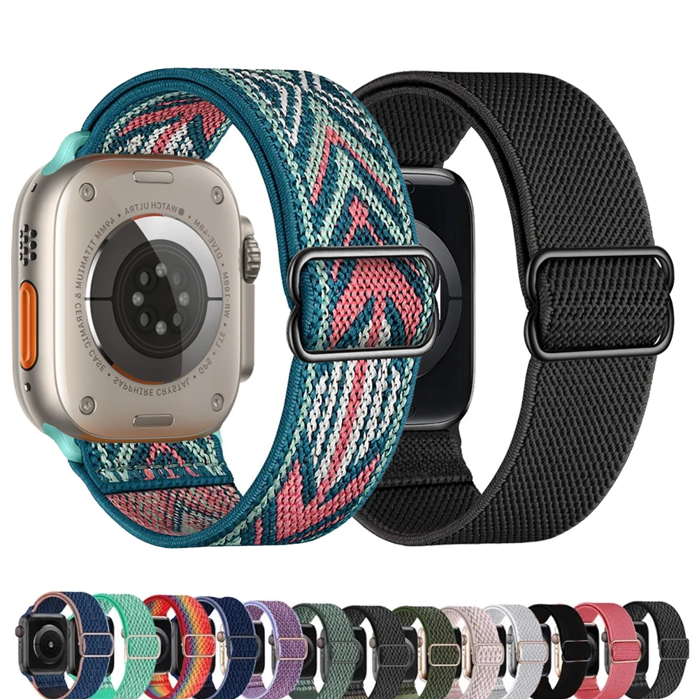 

Scrunchie Strap for Apple watch band 44mm 40mm 45mm 41 49 Adjustable Nylon solo Loop bracelet iWatch series 3 4 5 se 6 7 8 Ultra