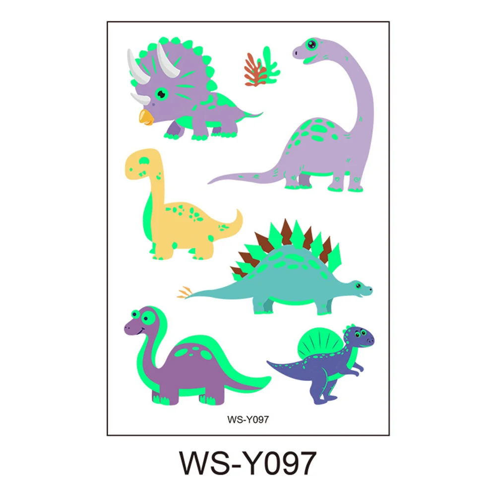 Popular Dinosaur Luminous Paint Tattoo Sticker Kids Cartoon Fun Tyrannosaurus Waterproof Temporary Fluorescent Glow Toys