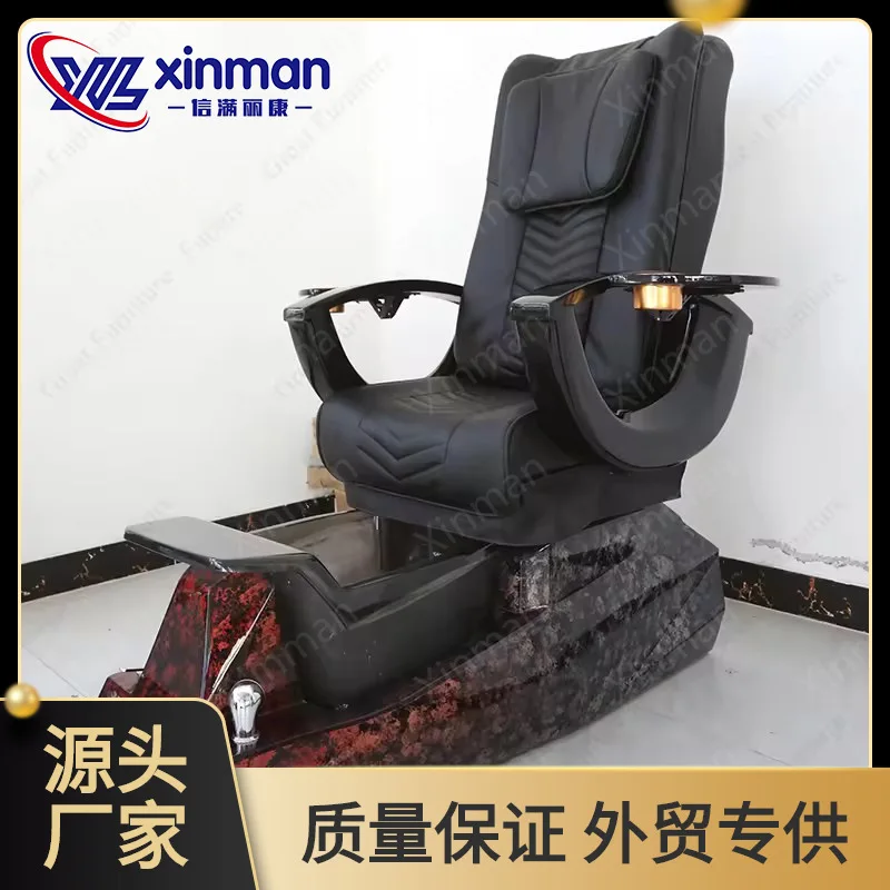 

Black Foot Spa Manicure Chair Electric Massage Integrated Foot Massage Spa Sofa with Glass Basin Base