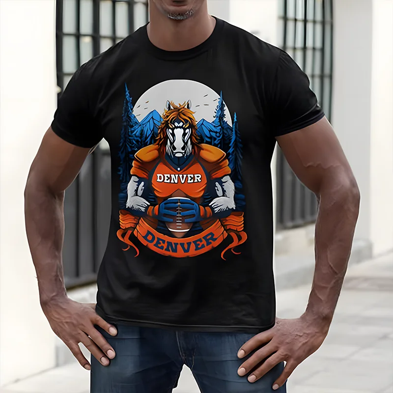Denver futebol masculino camiseta meninos y2k gráfico camisetas streetwear crewneck roupas oversized estilo vintage topos legal