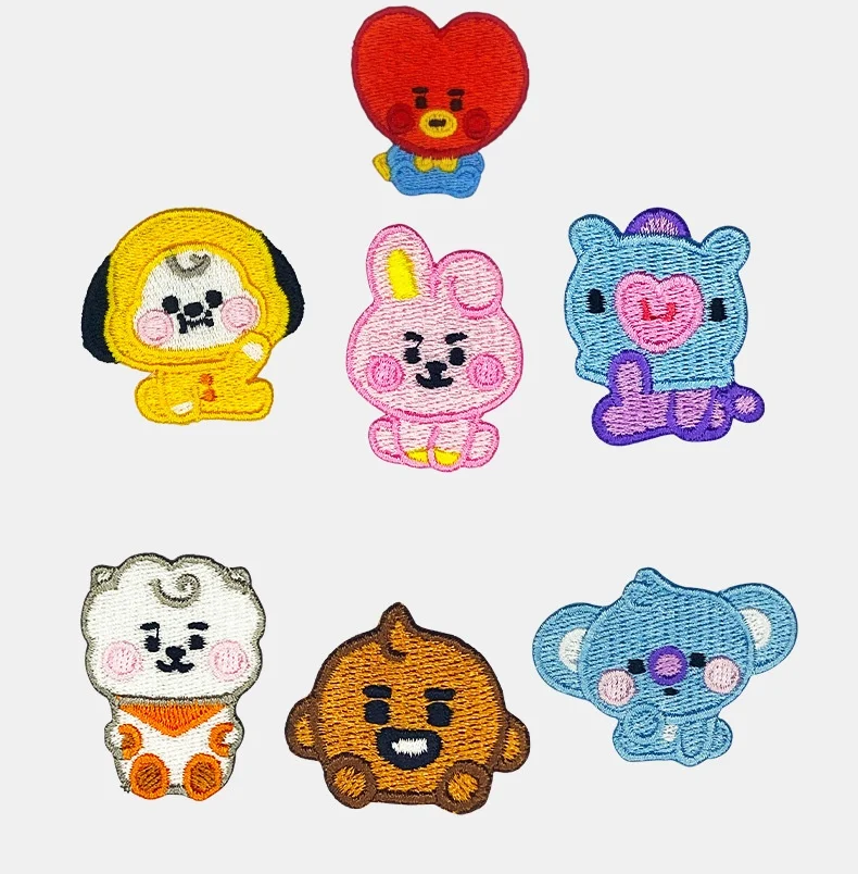 Niedliche Stickerei Patch Applique Bügeln Kleidung Nähen BT21 Cartoon Patches auf Kleidung Kleidungs stück Aufkleber DIY Jacke Geschenk für Mädchen