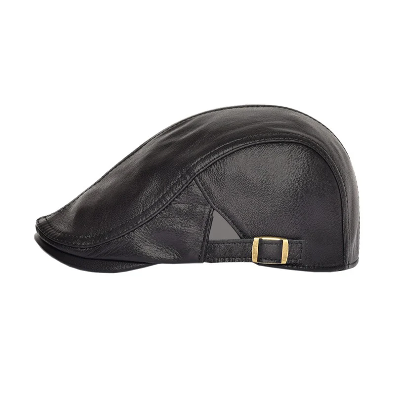 VOBOOM Black Brown Leather Flat Cap Men Natural Genuine Lambskin Ivy Caps Newsboy Gatsby Hat Classic Boina 121