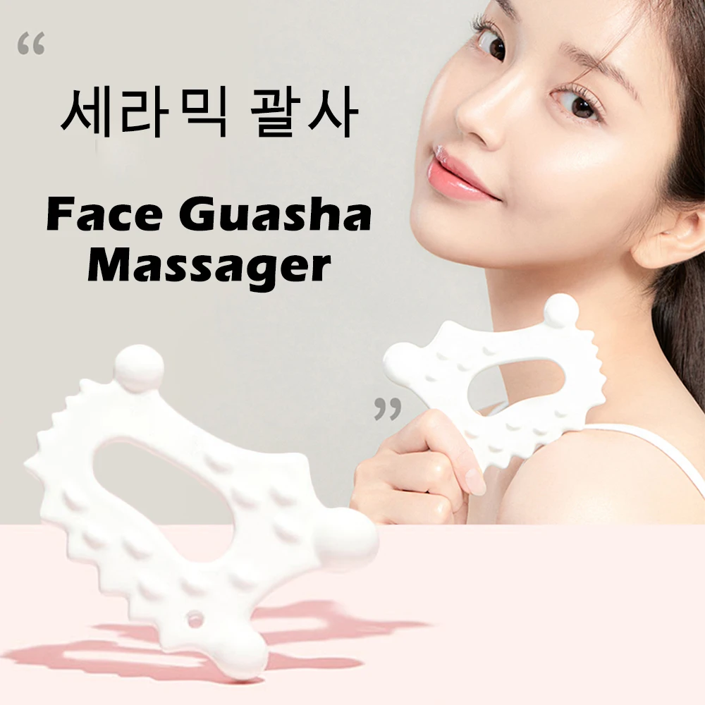 

Ceramic Gua Sha Face Guasha Massager Skin Scraping Acupoints Lymphvity Muscle Massage Relaxation Tool