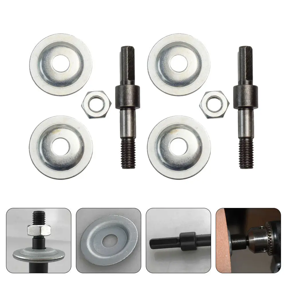 2Sets Electric Drill Converter Adapter for Grinding Wheel Shaft Metal Polishing Tool High-Speed Steel Change-Over Bar Repairing