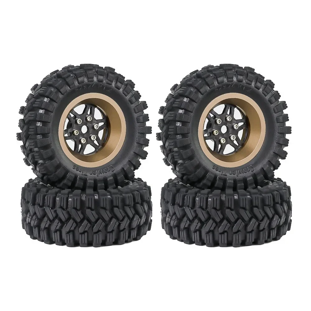 Juego de neumáticos de rueda Beadlock de fibra de carbono 4 Uds 62mm 1,2 para 1/18 1/24 coche trepador de control remoto TRX4M SCX24 AX24 FCX24 piezas de mejora