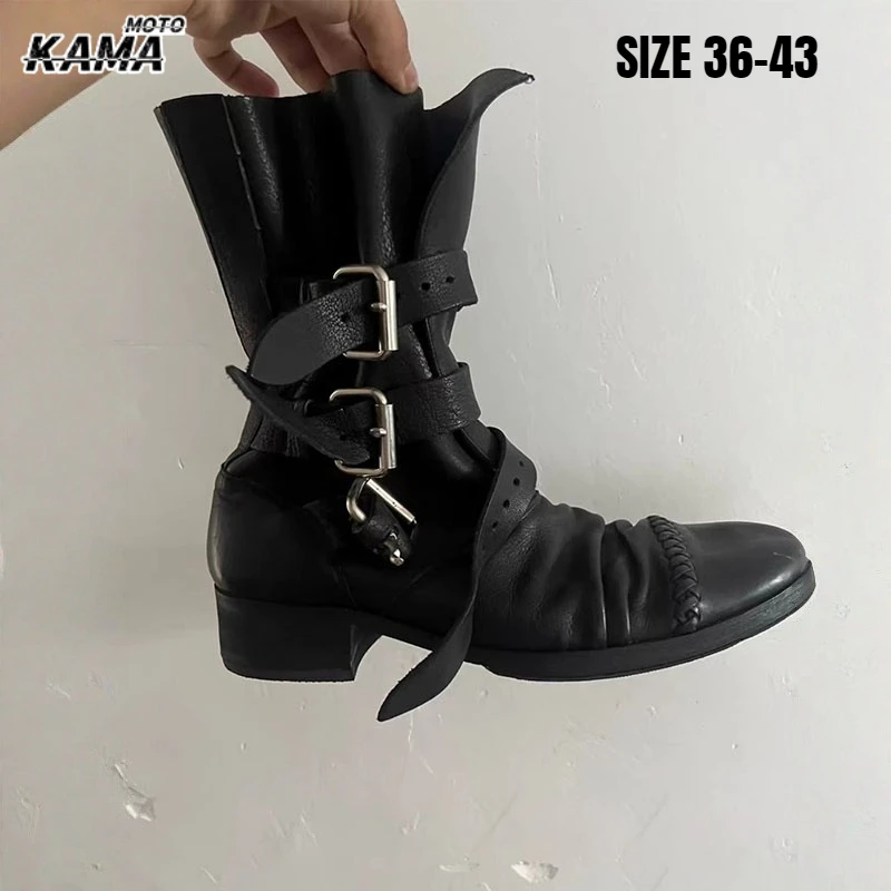 

Ботинки ручной работы на каблуке, женские ботинки в стиле ретро Briti Sle из мягкой кожи, теплые всесезонные ботинки с круглым носком, botas moto